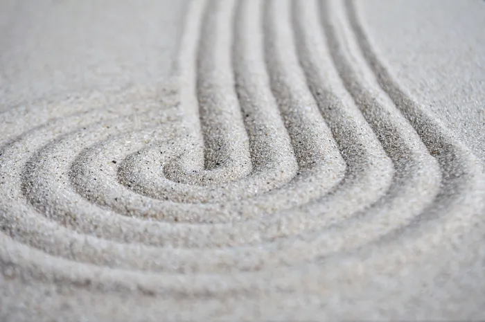 Framed Print : Lines and circle formation on beach sand with customizable space for text