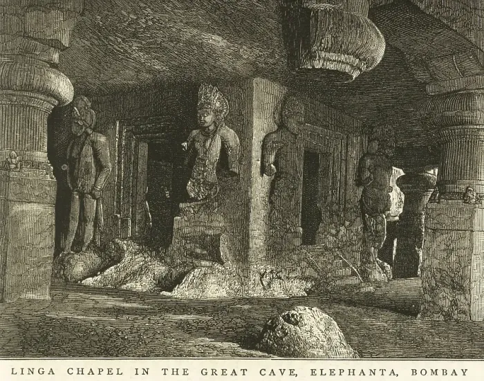 Framed Print : Linga chapel in the great cave, Elephanta Gharapuri cave, Bombay now Mumbai, Maharashtra, India, Asia
