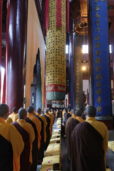 Framed Print : Lingyin Temple, Mahavira Hall, Monk Framed Print : Lingyin Temple, Mahavira Hall, Monk