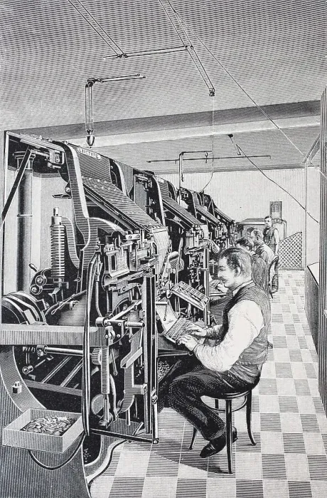 Framed Print : Linotype Simplex machine, 1895