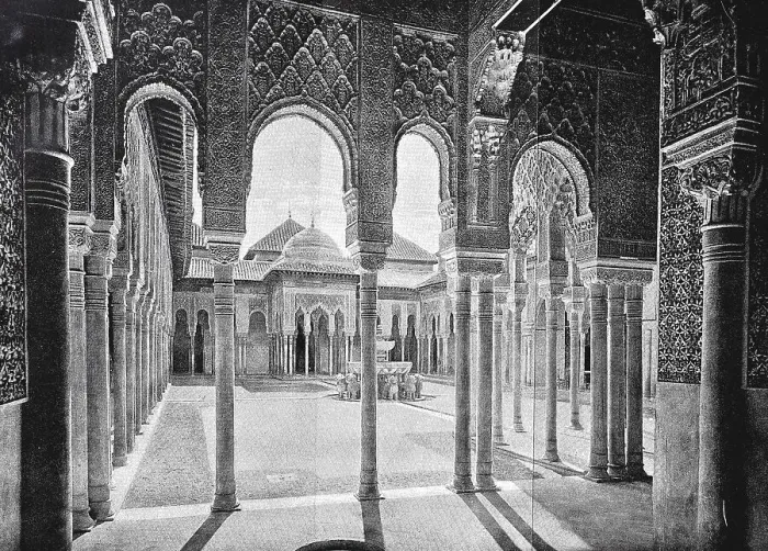 Framed Print : The Lion's Court at the Alhambra in Granade