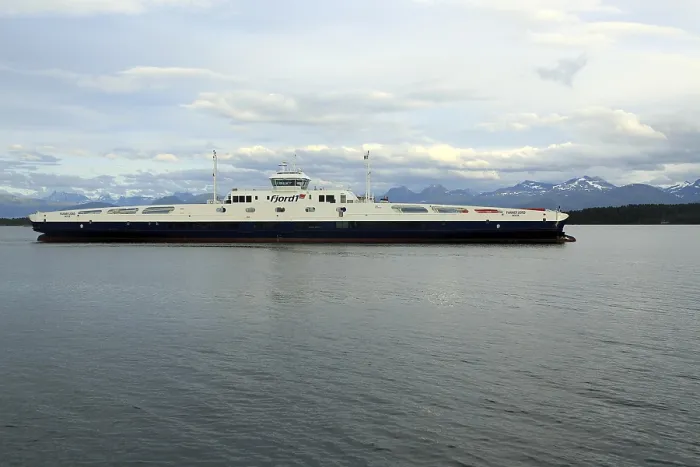 Framed Print : Liquid natural gas-powered RoRo ferry Romsdalsfjord ship operator Fjord1