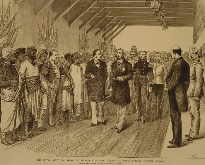 Framed Print : Lithographs The Royal Visit to India The Reception of Victory at Boree Bunder Station, Bombay Mumbai, Maharashtra, India, Asia