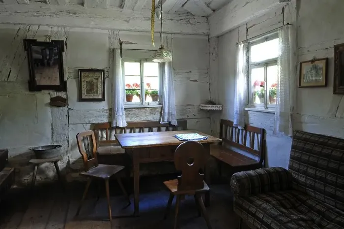 Framed Print : Living room, 1926, in the shepherds house built in 1744