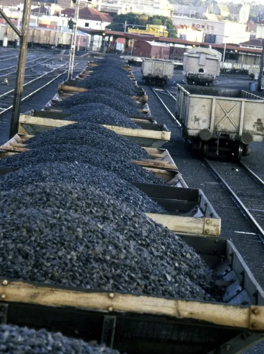 Framed Print : Loaded coal wagons in railway yard