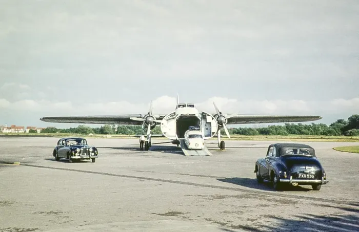 Framed Print : Loading cars onto a Silver City Airways cargo plane in the English Channel, Le Touquet Airport, France, Europe July 1961, Europe