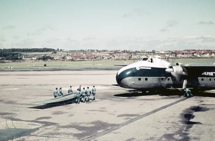 Framed Print : Loading ramp for a Silver City Airways aircraft arriving at Le Touquet, France, Europe 1960, Europe
