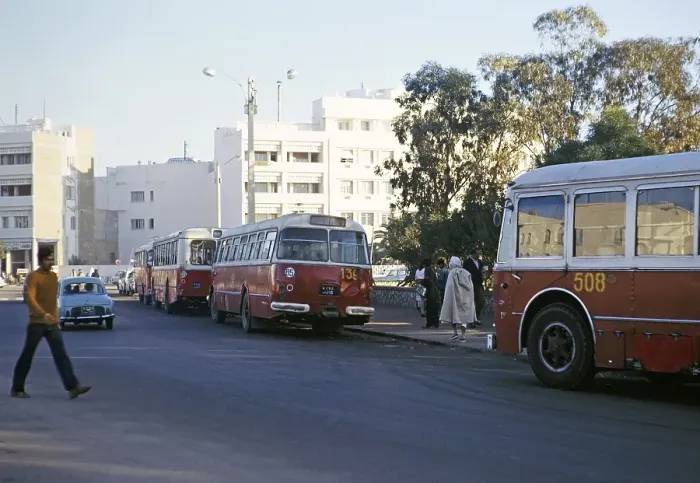 Framed Print : Local public transport buses in a city street, probably in Sousse, Tunisia, North Africa 1973, Africa Framed Print : Local public transport buses in a city street, probably in Sousse, Tunisia, North Africa 1973, Africa