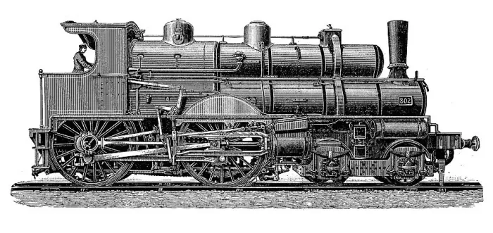 Framed Print : Locomotives from the 19th century
