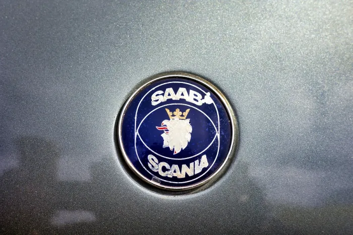 Framed Print : Logo of the Swedish car manufacturer Saab Scania