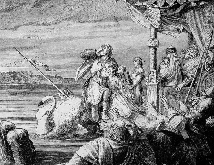 Framed Print : Lohengrin is a character in German Arthurian literature