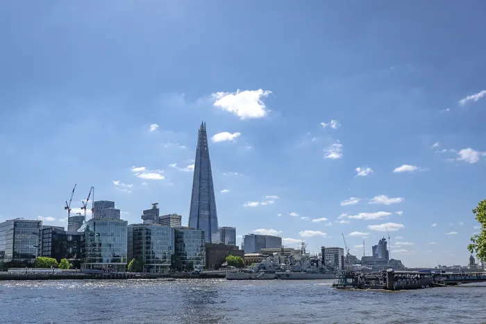 Framed Print : London, United Kingdom - 17 May 2025: Urban cityscape of London featuring The Shard building and river Thames water Framed Print : London, United Kingdom - 17 May 2025: Urban cityscape of London featuring The Shard building and river Thames water