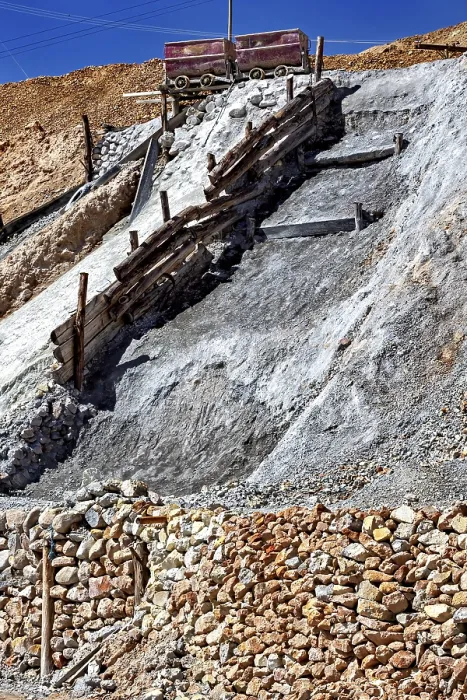 Framed Print : A lonely mine car stands on a rocky slope Framed Print : A lonely mine car stands on a rocky slope