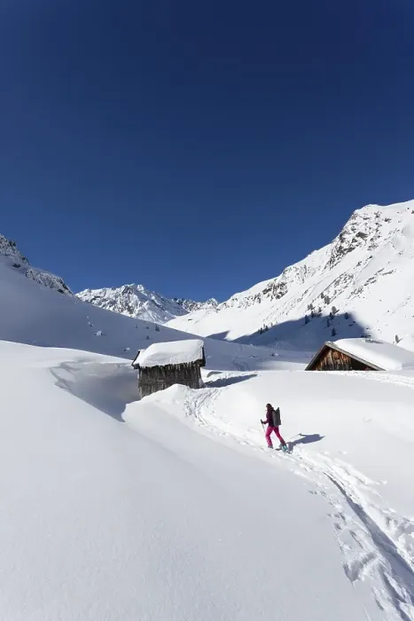 Framed Print : Lonely ski tourer, touring area Westfalenhaus