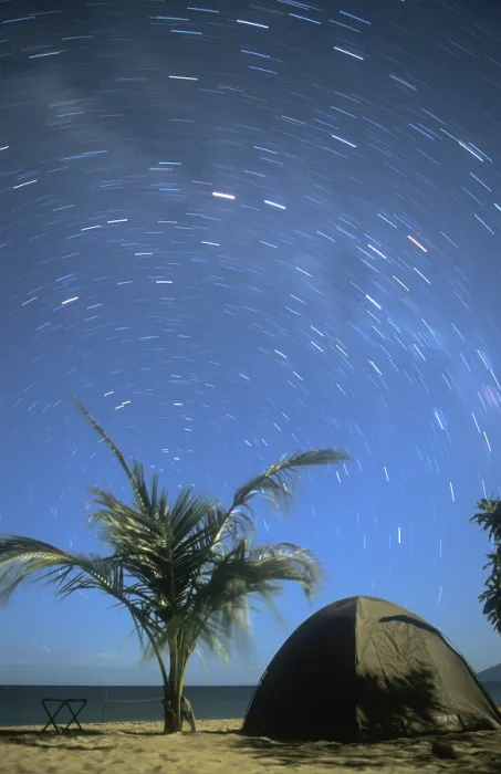 Framed Print : Long exposure, palm tree, tent