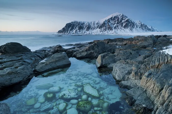 Framed Print : Long exposure, winter at Skagsanden