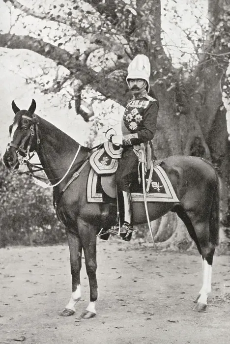 Framed Print : Lord Kitchener sitting on horse, India, Asia