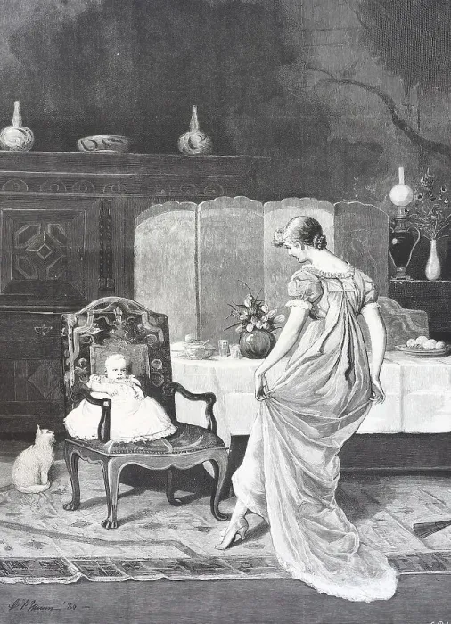 Framed Print : His Lordship Amusing, Mother Dancing in Front of Her Baby in the Living Room Framed Print : His Lordship Amusing, Mother Dancing in Front of Her Baby in the Living Room
