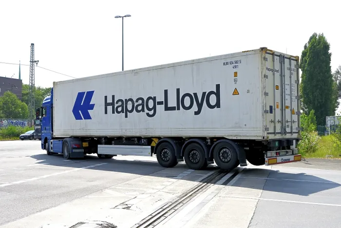 Framed Print : Lorry with container from Hapag-Lloyd in Hamburg