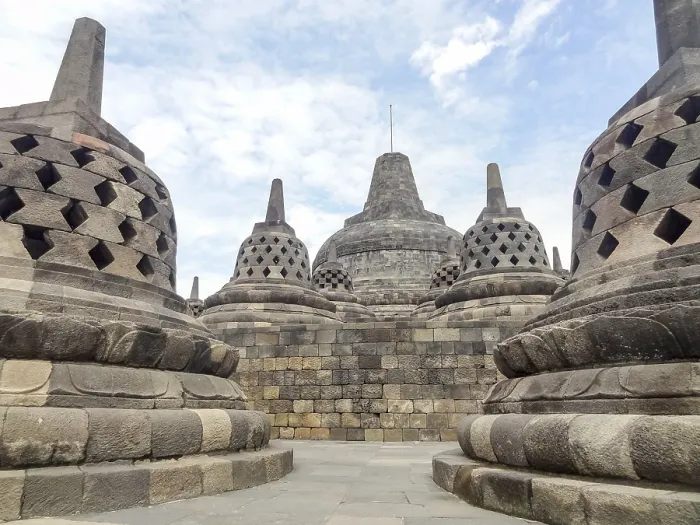 Framed Print : Lots of stupas at a temple named Borobudur located in Java