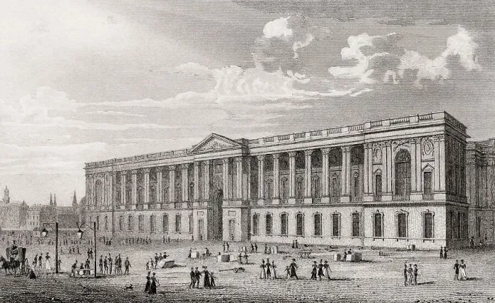 Framed Print : The Louvre Museum, Paris, antique steel engraved print