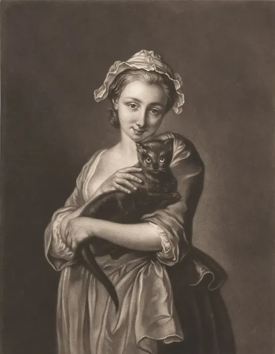 Framed Print : Love My Cat, Girl with a Cat, c