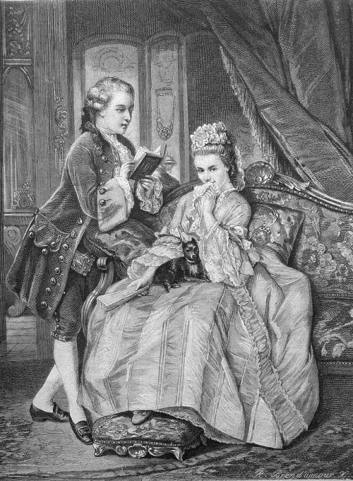 Framed Print : The love poem, historical illustration, 1877