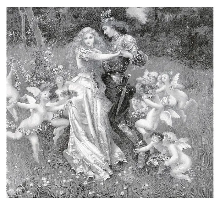 Framed Print : Love in Spring, an illustration from Moderne Kunst in Meisterholzschnitten Framed Print : Love in Spring, an illustration from Moderne Kunst in Meisterholzschnitten