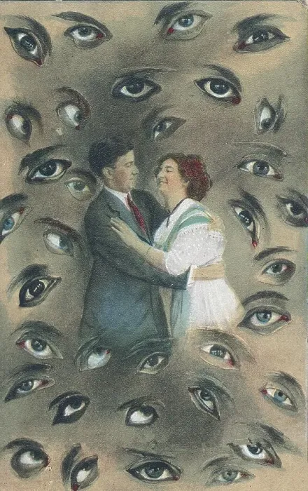 Framed Print : Loving couple watched by many eyes