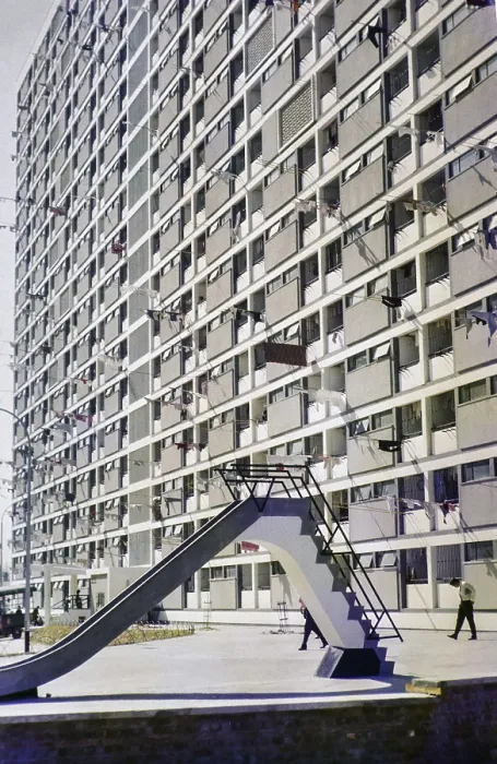 Framed Print : Low cost housing high rise blocks of flats