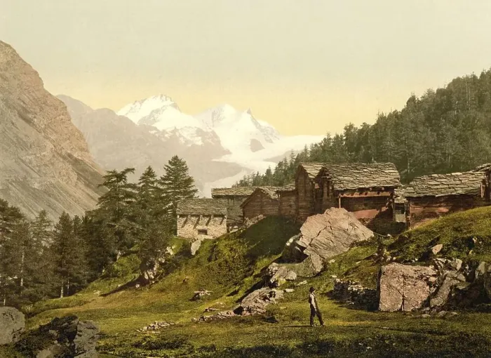 Framed Print : Lower Staffelalp with Rimpfischhorn Framed Print : Lower Staffelalp with Rimpfischhorn