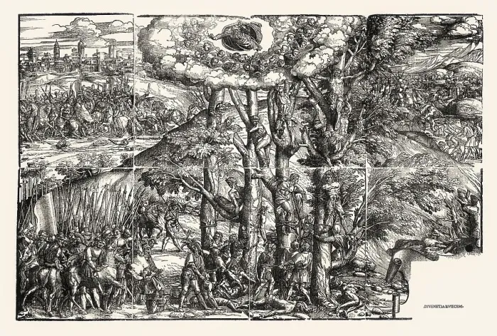 Framed Print : Lucantonio degli Uberti, The Martyrdom of the Ten Thousand Christians on Mount Ararat