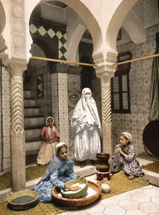 Framed Print : Luce Ben Aben, Moorish woman preparing couscous