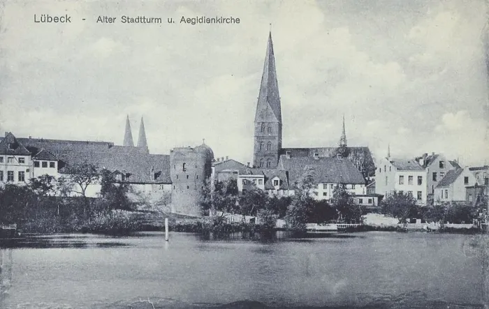Framed Print : Luebeck, city tower and Aegidienkirche