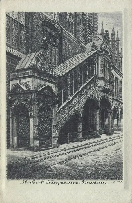 Framed Print : Luebeck, Town Hall Stairs, Schleswig-Holstein