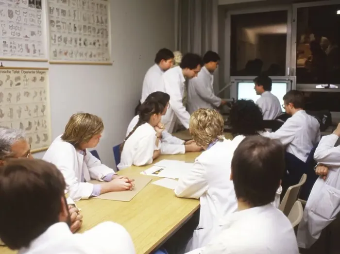 Framed Print : Lueden scheid. Hospital. Hospital doctors at meeting on 16