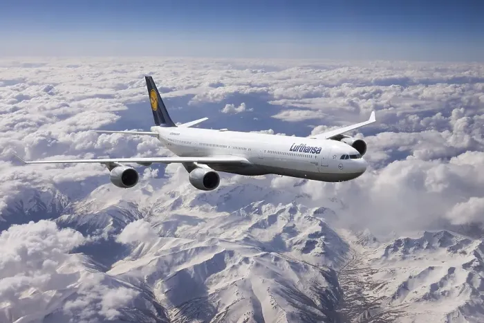 Framed Print : Lufthansa Airbus A340 in flight