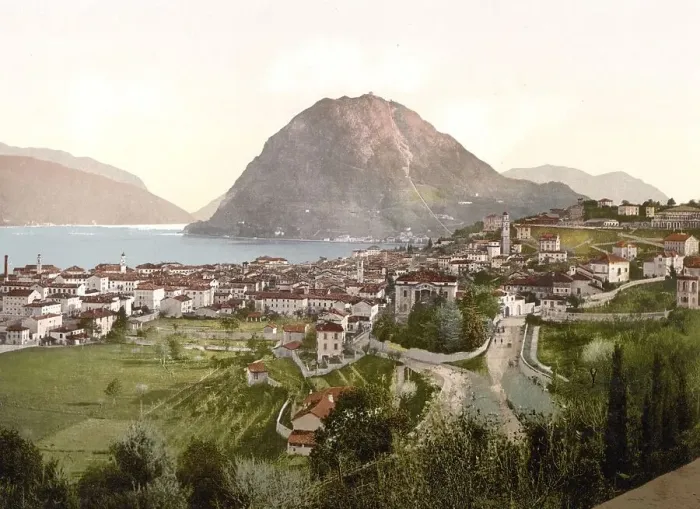 Framed Print : Lugano, from Massagno, Ticino, Switzerland
