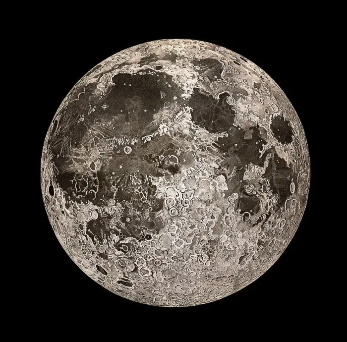 Framed Print : Lunar Planisphere, Flat Light, after John Russell