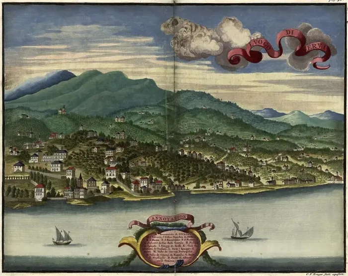 Framed Print : Luogi di Nervi, Italy, illustration from Nuernbergische Hesperides