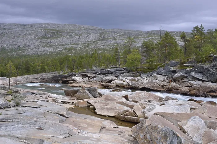 Framed Print : Luonosjahka mountain river in Saltdal