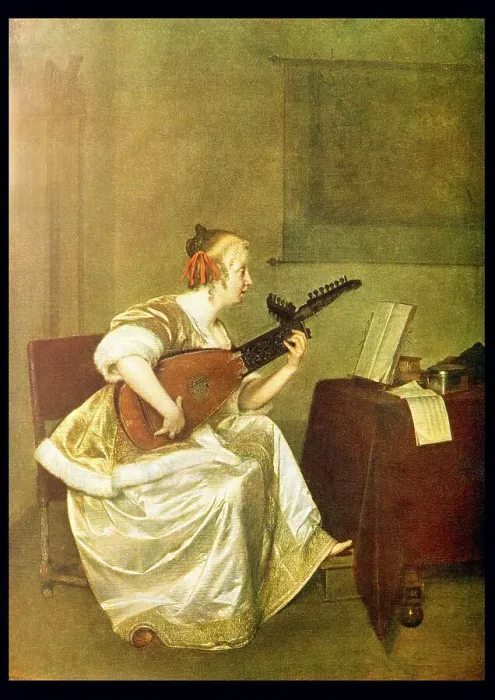 Framed Print : The Lute Player, painted by Gerard Ter Borch Framed Print : The Lute Player, painted by Gerard Ter Borch