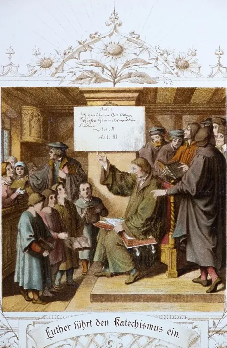 Framed Print : Luther introduces the catechism Framed Print : Luther introduces the catechism
