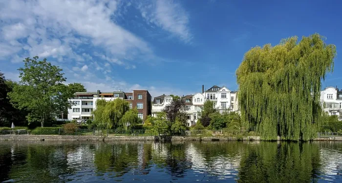 Framed Print : Luxury villas on the Alster in Hamburg Winterhude