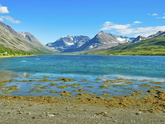 Framed Print : Lyngen Alps at the Lyngenfjord, Lyngen Alps, mountains with snow, blue sky, European North Sea, Troms og Finnmark, Northern Norway, Norway, Europe