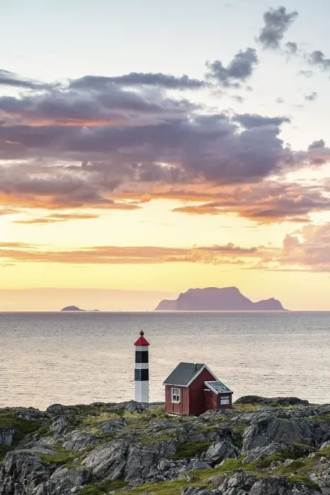 Framed Print : Lyngstuva lighthouse, evening mood