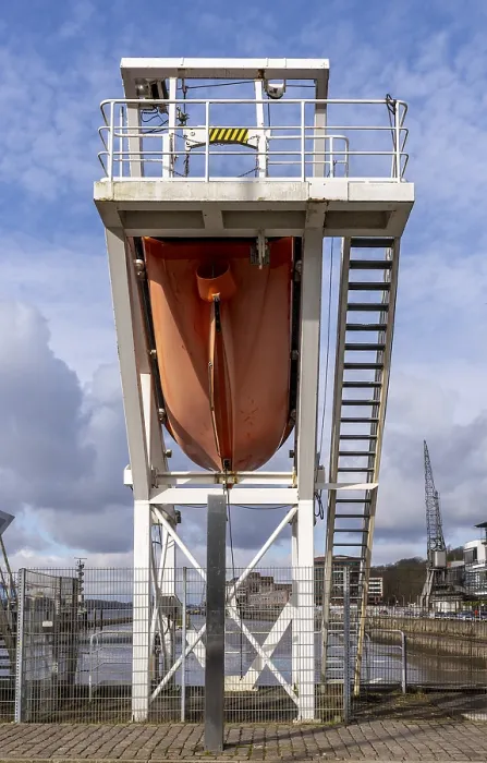 Framed Print : Ma-co boat system, lifeboat at Dockland