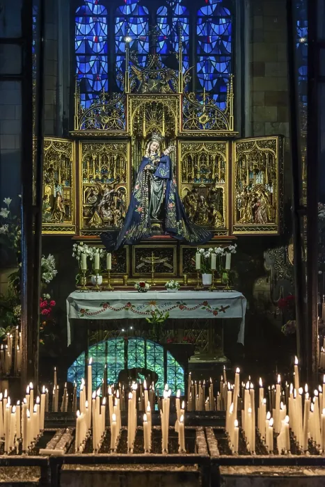 Framed Print : Maastricht, Netherlands, Altar in a church with a figure of a saint