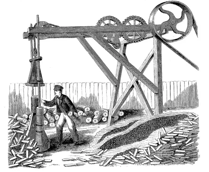 Framed Print : Machine for splitting wood, 1888 Framed Print : Machine for splitting wood, 1888