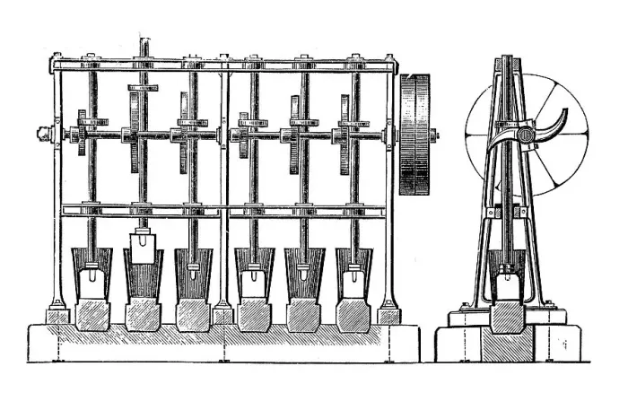 Framed Print : Machinery for processing tobacco 1890: Stamp mill
